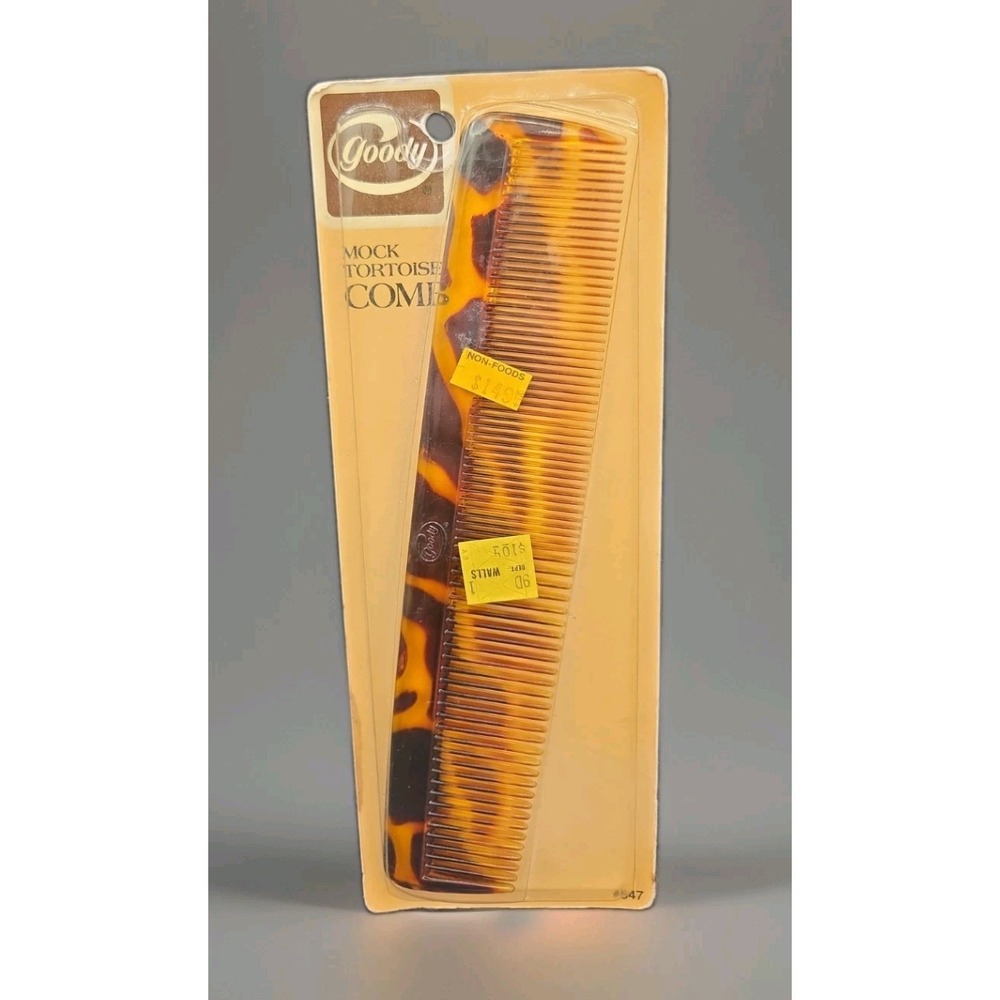 Vintage 1975 Goody Mock Tortoise Shell Hair Comb #547 New Old Stock Sealed